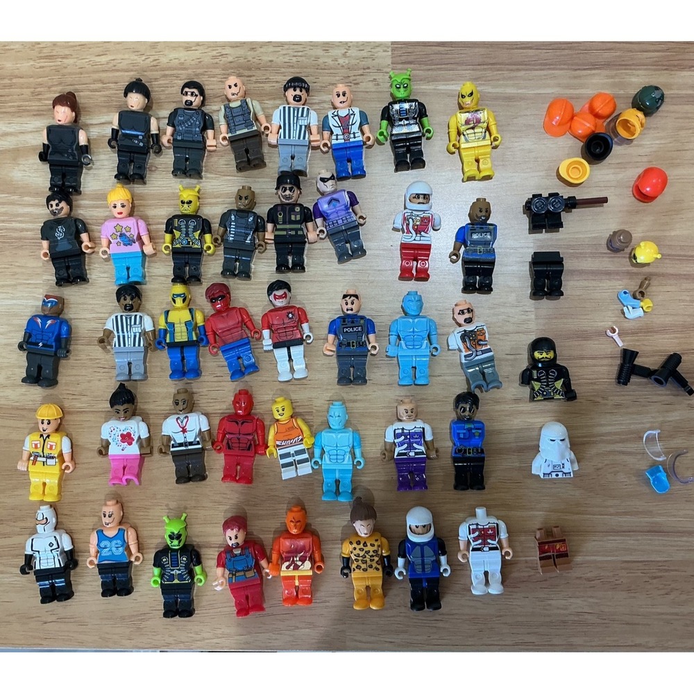Lot of 35 Various MiniFigures Lego & Other Brands Plus Accessories